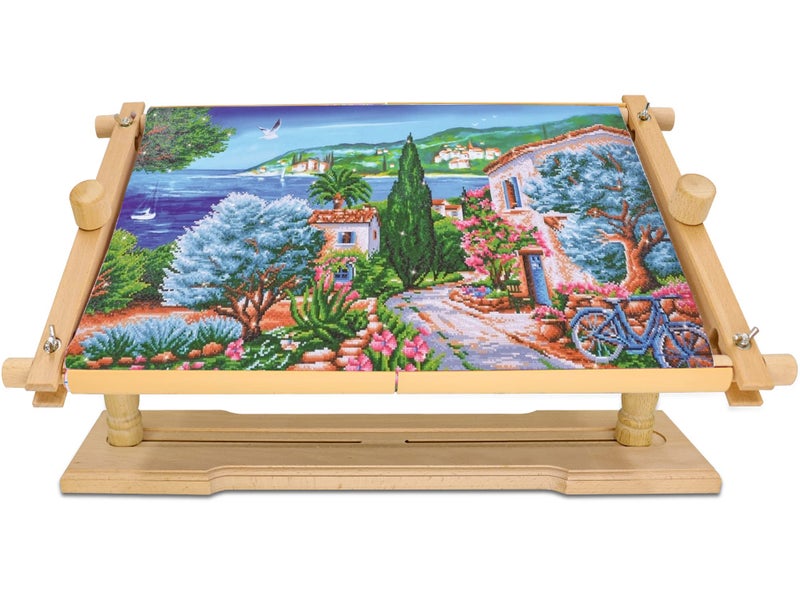 جيوفا حامل إطار تطريز طاولة مستدير - إطار تمرير غرز متقاطعة قابل للتعديل من خشب الزان إطار خياطة اللحف حامل إبرة شريط مطاطي للخياطة الحرفية - Image 1